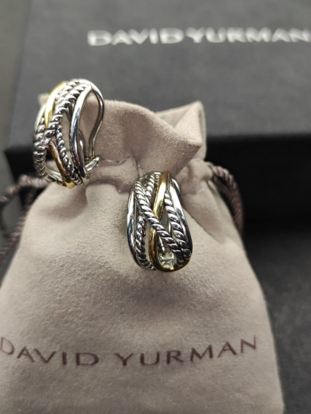 David Yurman 925 Silver Earrings with Original Pouch